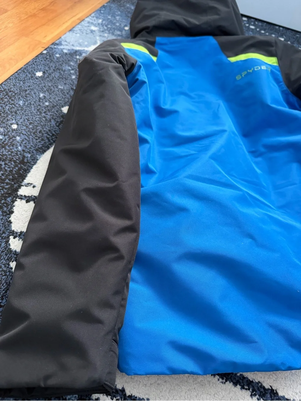 Spyder Boys Blue, Black & Lime Hooded Rain Jacket